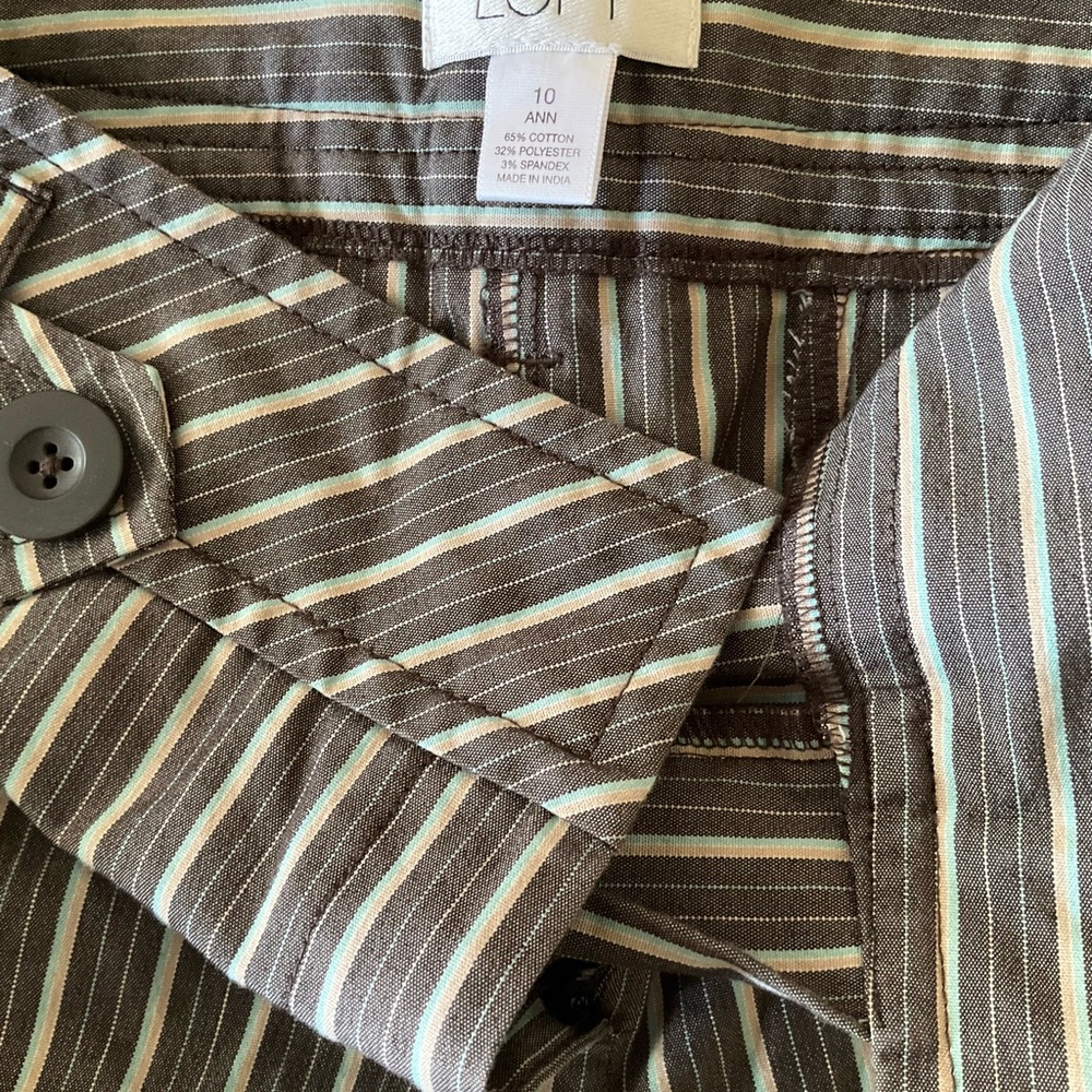 LOFT Women's Brown Striped Chinos